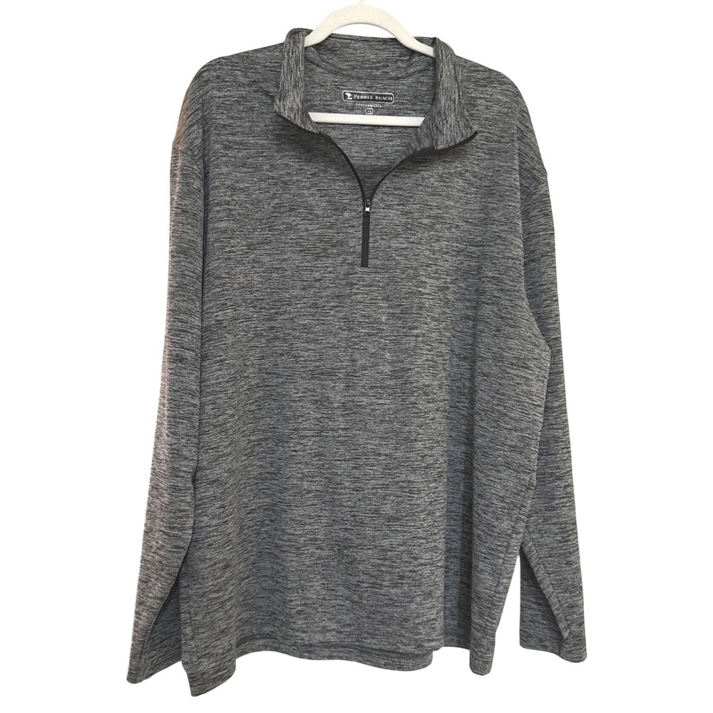 Pebble Beach Gorpcore Quarter Zip Pullover Top XL Gray Space Dye Performance